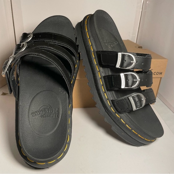 Dr. Martens Black Adair Slide Sandals 9 - Picture 8 of 10